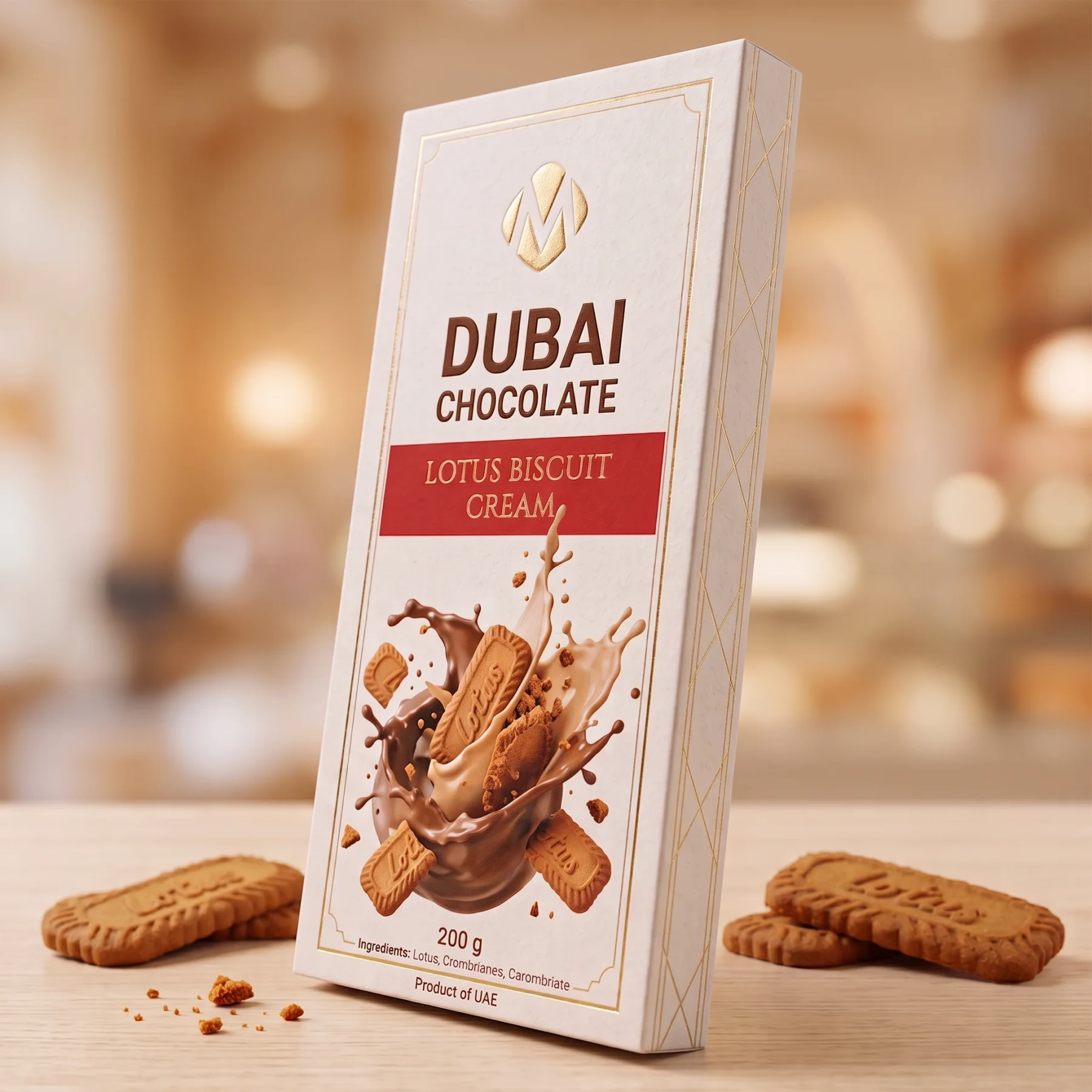 Dubai Chocolate Lotus Biscuit Tablet – 200 g
